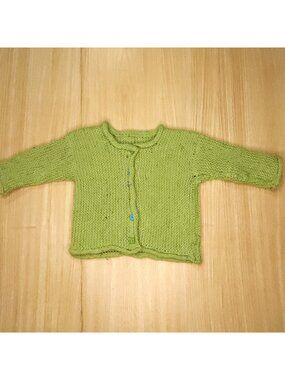 Unbranded Infant Girls Green Hand Knit Heathered Cardigan Sweater